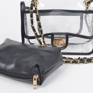 Transparent Black and Gold Chain Women Bag- Brand NEW